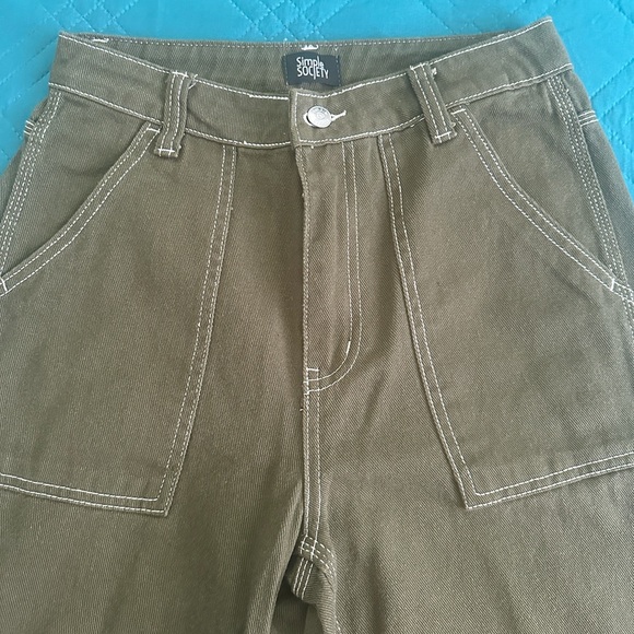 Women's Straight Leg Pants in Khaki Green - Picture 3 of 9